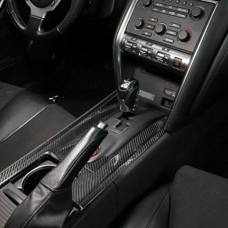 Carbon Fiber Center Console Gear Shift Cup Holder Panel Cover