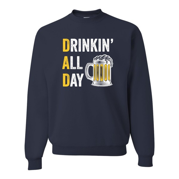 XX-Large Navy Blue Mens Dad Drinking All Day Funny Idea