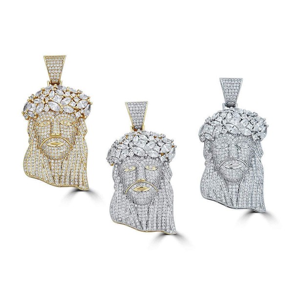 HarlemBling Solid 925 Sterling Silver Iced Jesus Piece Pendant -