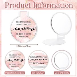 Cinnvoice 25 Set Christmas Inspirational Compact Mirror for Women Bulk Sometimes You Forget You're Awesome Motivational Double Sided Folding Pocket Mirror for Employee Coworker Staff Mom(Pink Marble)
