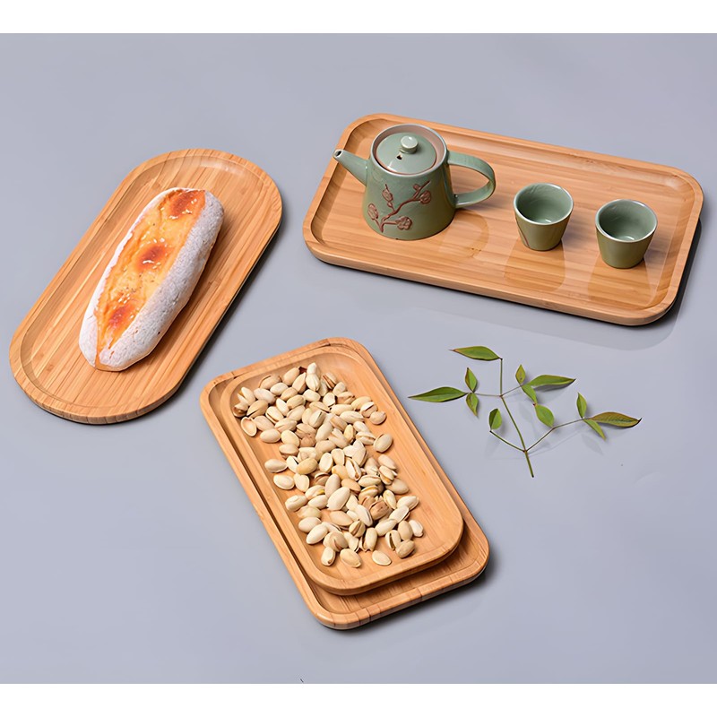 2-Pack Rectangle Bamboo Tray 12.60 * 7.08 * 0.8 in