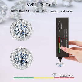 MYBELLNA Moissanite Stud Earrings for Women,925 Sterling Silver 1.6ct D Color VVS1 Clarity Brilliant Round Cut Lab Created Diamond Earrings for Men Friction Back and Post for Women Men...