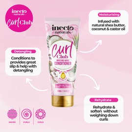 INECTO Curl Club, Curl-Defining Conditioner 250ml, Vegan & Cruelty Free Frizz Styling Curl Control for Curly or Wavy Hair, 100% Natural