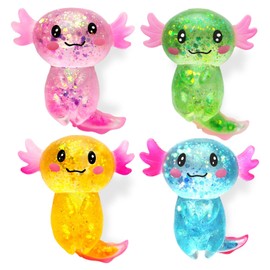 Axolotl Taba Squishy Stress Relief Toy Glitter Fidget Toys Cute Malt Sugar Axolotl Toy Fidget Toys Adults Fidget Toys for Kids , Party Favors Anxiety Relief Squishy Toys Gift for Birthday (4pcs)