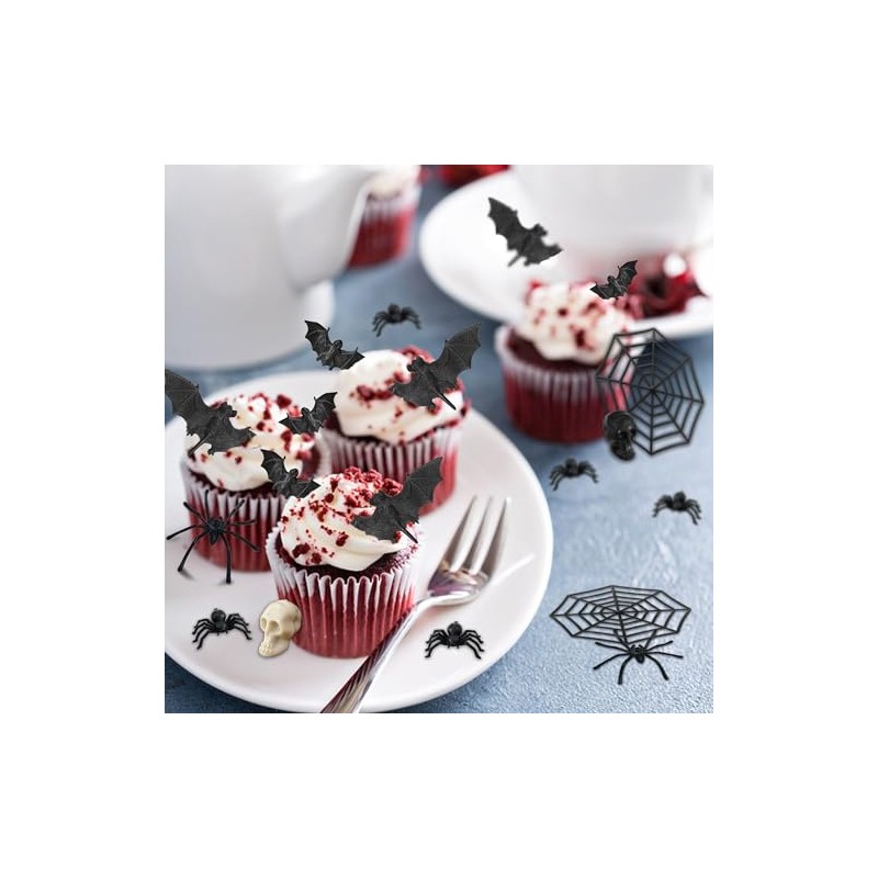 150 piezas de Halloween mini murciélagos arañas cráneo cabezas