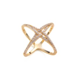 Kokoma Cross Silk Scarf Clip Scarf Ring for Women Cubic Zirconia Scarves Buckle Holder X Shape Shawl Clip Buckle Lady Decoration Accessories (Gold)