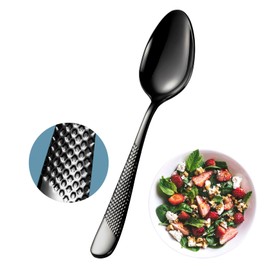 Xideman® Pack of 12 Premium Hammered Dessert Spoons (17 cm) - 18/10 Stainless Steel Medium Table Spoon/Soup Spoon/Tablespoon, Non-Slip Hammered Cutlery Spoon Set, Dishwasher Safe (Black)