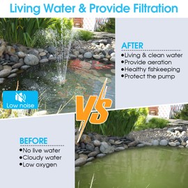 POPOSOAP POPOSOAP Pond Filter with Pump Fountain Kits, 660GPH Pond Filter with 40W Pond Pump & Fountain Kit, Koi Pond Filters for Outdoor Ponds Clean, Clear, and Add Water Features(Corded Electric)