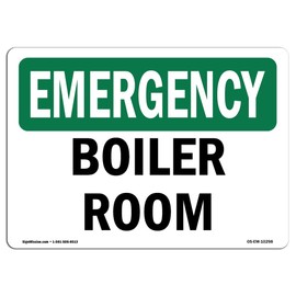 OSHA Emergency Sign - Boiler Room | Vinyl Label Decal | Protect Your Business, Construction Site, Warehouse & Shop Area | Made in The USA