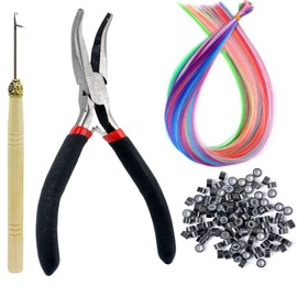 Vieuinaux 20 Inch Colored I Tip Hair For Women Kids Gift Cosplay Dress Up Party Highlights Synthetic Fiber Feather Hair Extensions With Micro Beads And Pulling Needle And Pliers (50 strands mixed)