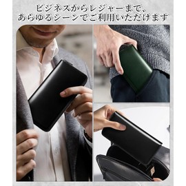 Men's Long Wallet, Tochigi Leather, Made by Leading Wallets Craftsmen, green