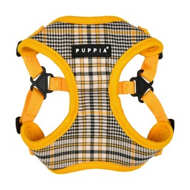 Puppia Lucas Dog Comfort Harness C (Step-in) Fashionable Checkered Pattern Spring Summer Harness for Small and Medium Dogs, Yellow, Large