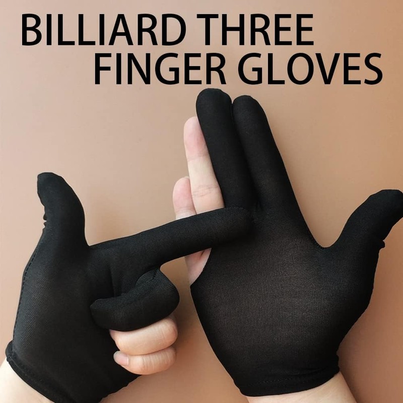 KAEGOUSY 4 Pcs Snooker Billiard Gloves Billiard Gloves Three Finger