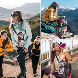 WINTOJO - Funda de neopreno para botella de agua de 25 onzas, 32 onzas, 44 onzas, 64 onzas, con aislamiento para botella de agua, con bolsillos para correa para hombres y mujeres, escuela, senderismo,