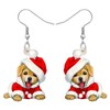 SHIGIE Acrylic Christmas Santa Hat Labrador Retriever Dog Earrings Holiday