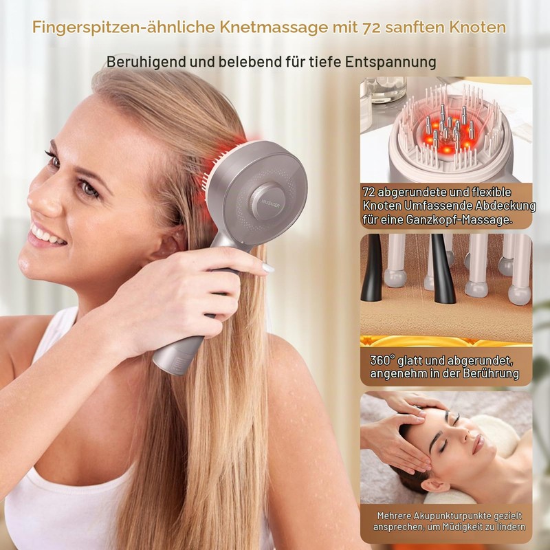 ATAUSD Head Massager Electric 4-in-1, EMS, IPX7 & Oil Applicator,