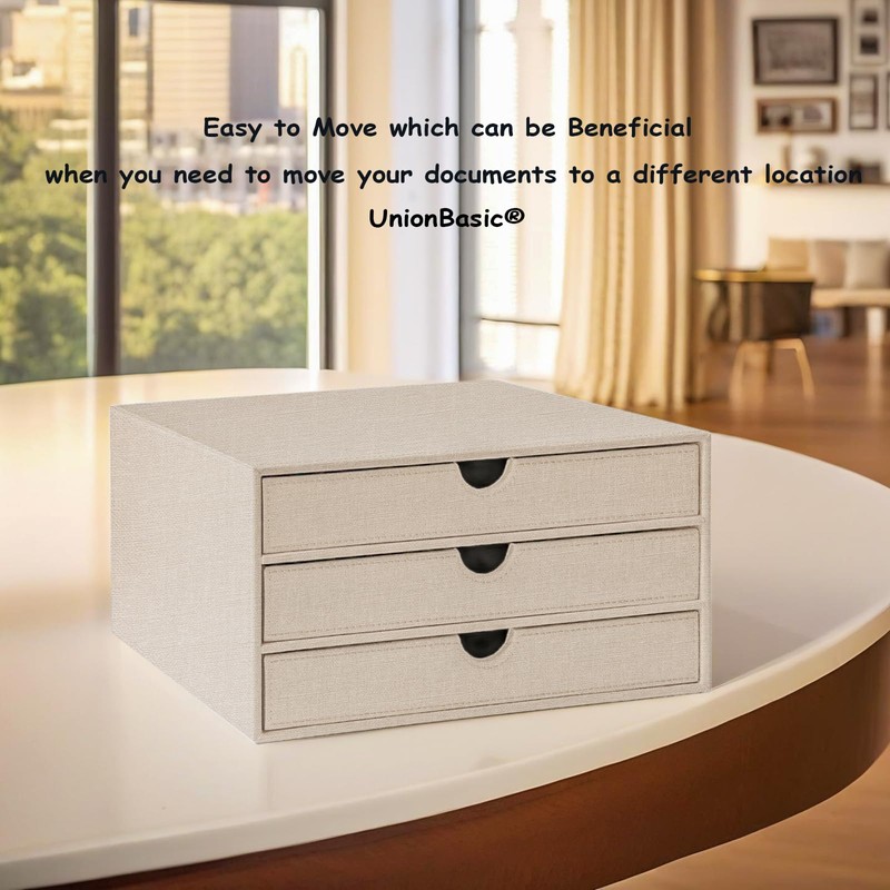 UnionBasic Document Organizer, 3-Drawer File Cabinet Document Storage Box, Office