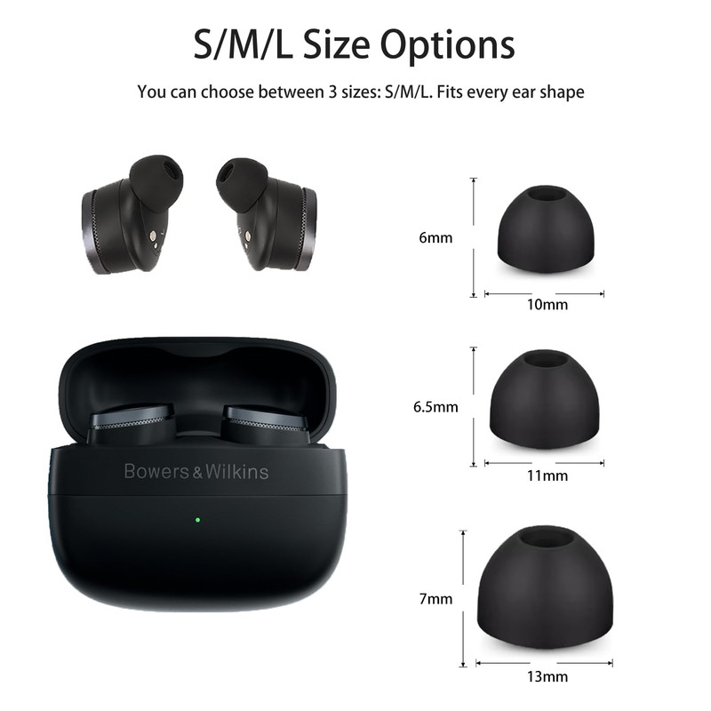Replacement Earbuds for Bowers & Wilkins Pi8 Wireless Earbuds,NOUKAJU Silicone