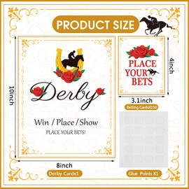 Fullhawl 152 Pcs Derby Race Horse Party Supplies Includes 150 Pcs Derby Race Betting Cards and 1 Pcs Guessing Game Instructions Party Game Supplies for Horse Racing Guessing Cards
