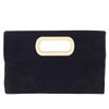 Top Handle Faux Suede Clutch, Black Large