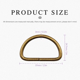 Swpeet 150Pcs 3/4 Inch - 20mm Bronze Multi-Purpose Metal D Ring Semi-Circular D Ring for Hardware Bags Ring Hand DIY Accessories (Bronze, 3/4 Inch)