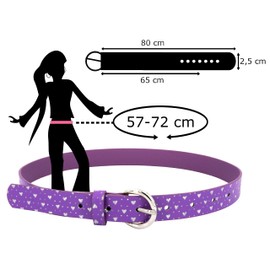 EANAGO Vegan Belt Fairy Dream for Children – Children's Belt with Glitter Hearts – Glitter Belt – Modern Belt for Girls from 3-12 Years – Children's Belt Girls, purple