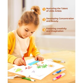 JoyCat Click Washable Markers for kids with Retractable Tips,10 Colors Markers Set,retractable markers for Toddlers Kids, Ideal arts & crafts supplies,coloring markers,Holiday Gifts for Kids.