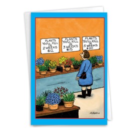 NobleWorks Funny Birthday Paper Card with 5 x 7 Inch Envelope (1 Card) Bday Plant Kill C10871BDG-UA