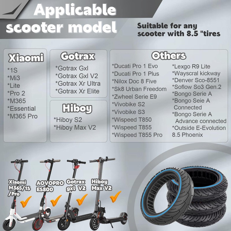 Felixstory 8.5x2.0 Solid Tire, 50/75-6.1 8 1/2x2 Replacement Tire, 8.5