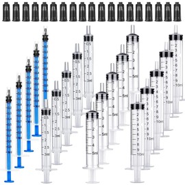 Pack of 20 1 ml / 3 ml / 5 ml / 10 ml Syringe Disposable Syringes - Syringe Set Sterile Individually Packed Plastic Syringe with Lid for Colostrum Collectors and Dosing Syringe (1 ml / 3 ml / 5 ml /