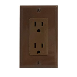 RiteAV 15A Electrical Duplex Receptacle Wall Outlet Plate 1 Gang Decorative - Brown