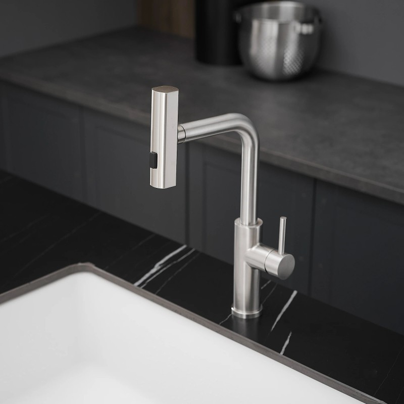 Modern Stainless Steel Single Handle Pull Out Kitchen Sink Faucet
