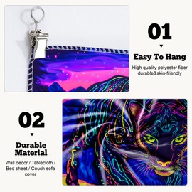 Blacklight Tapestry,Animal Tapestry Glow In The Dark,UV Reactive Black Light Upright Posters Wall Hanging for Bedroom Dorm Living Room Backdrop Decor Neon landscape tapestry (Type 9, 79" x 59", Unframed)