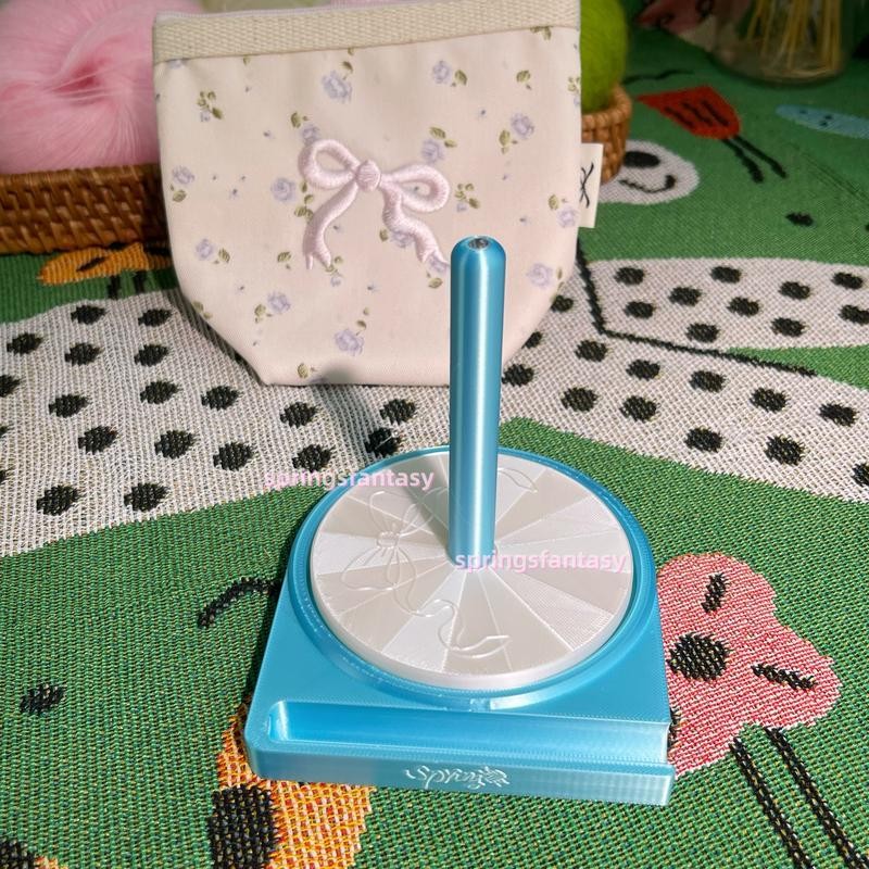Shiny Mini Portable Yarn Spinner:_sky blue+embroidered bow bag