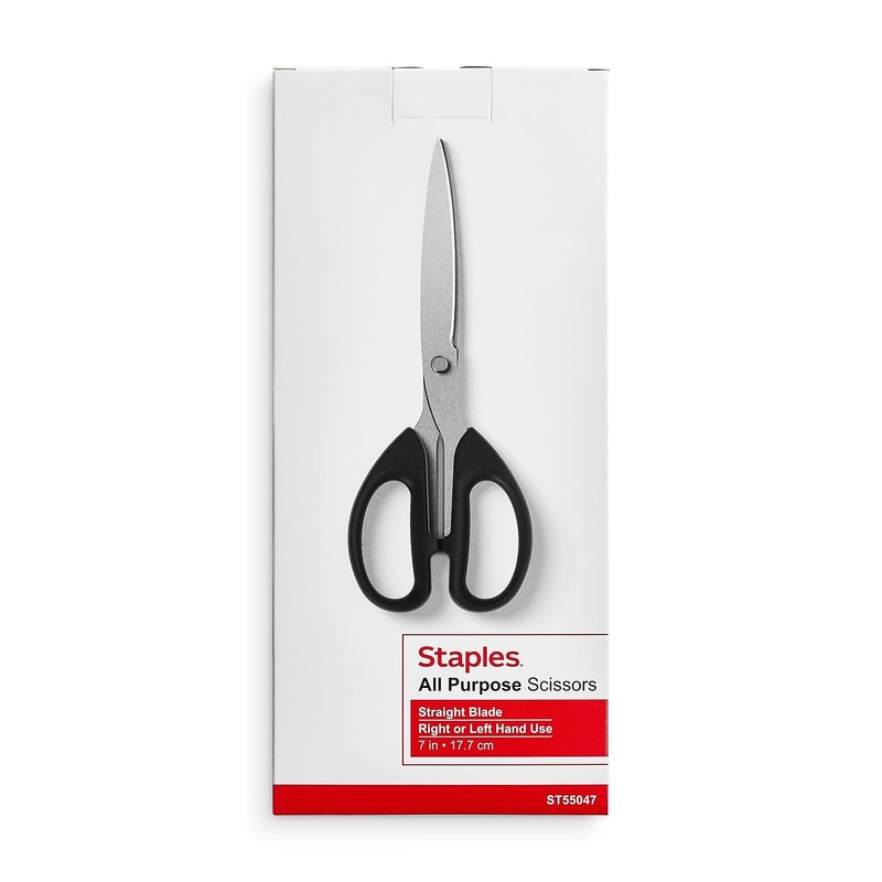 Staples 7" Pointed Tip Stainless Steel Scissors, for Right &