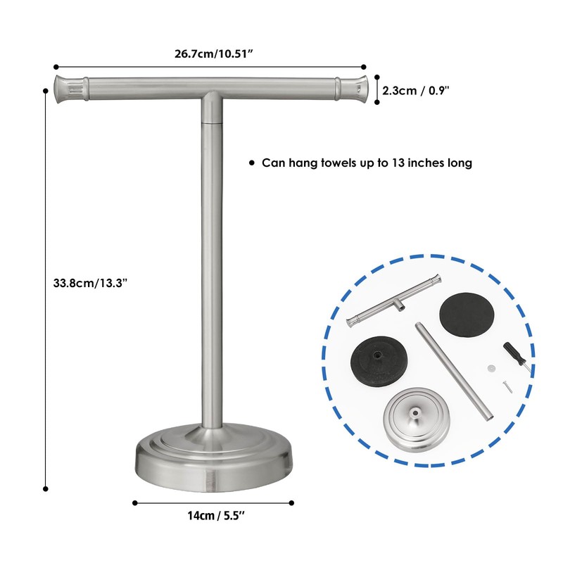 RUMOSE 13 Inch Brushed Nickel Towel Stand Hand Towel Holder