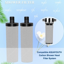sieloonger Shower Filter Compatible with AQUAYOUTH 2.0 Carbon Shower Head Filter System for Hard Water,Replacement Shower Filter for Shower Head,Pack of 2