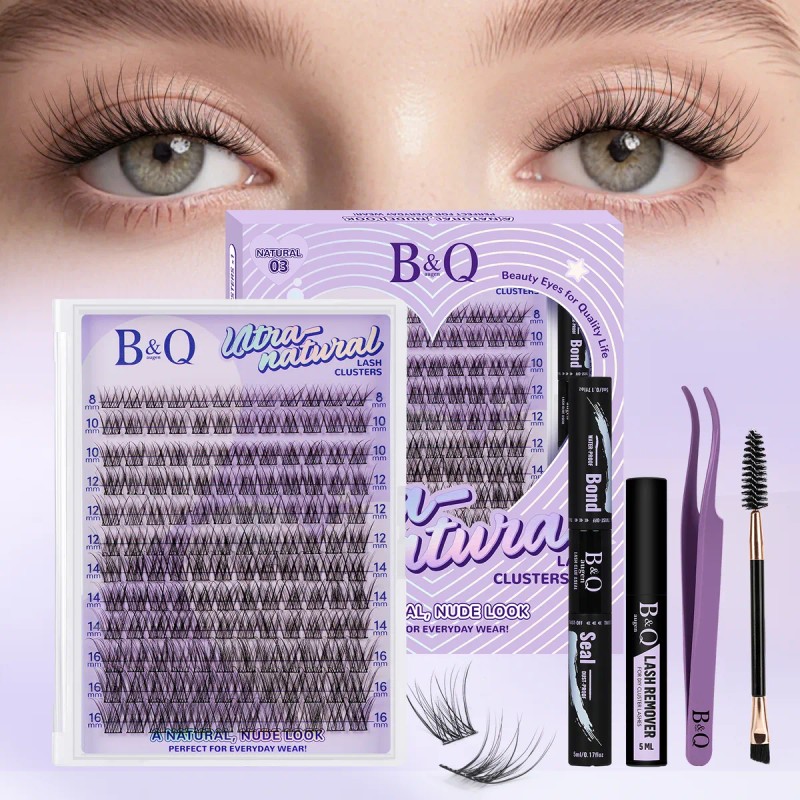 Extensiones De Pestañas Postizas Naturales B&q Kit Completo
