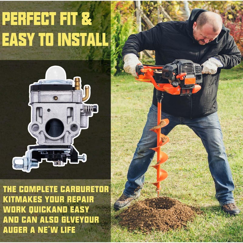 52CC Carburetor Kit Compatible with Harbor Freight Predator Earth Auger