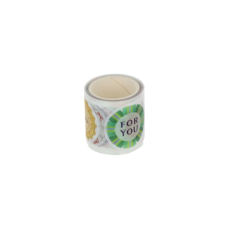 Sun-Star Stationery S8815690 Sticker, Roll Type, Round, Rosette and Message