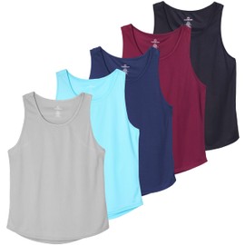 5 Pack: Men's Mesh Y-Back Muscle Tank Top - Gym Workout & Bodybuilding Fitness (Available in Big & Tall) Set 4, L