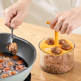 Translucent Meatball Maker, 5 Balls Manual Meatball Maker Versatile Kitchen Extruded Meatball Making Tool for Home Kitchen, Creative and Efficient Design (Orange)
