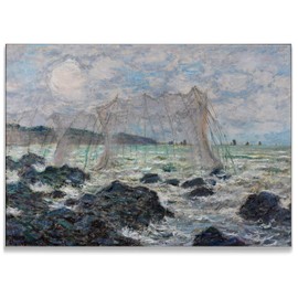Monet Wall Art Collection Canvas Fishing nets at Pourville (2) Prints Wrapped Gallery Wall Art | Stretched and Framed Ready to Hang, 12X18