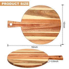 Uiifan 3 Pcs Acacia Wood Cutting Board with Handle Wooden Chopping Charcuterie Board Assorted Size Butcher Block Serving Tray for Cheese Pizza, 16 x 12 In, 17 x 7 In, 16 x 4.7 in