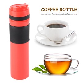 Ausla Portable Coffee Press Bottle 350 ml with Filter Mesh, Leak-Proof, for Travel, Tea Preparation (Red)