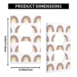 Pznen Boho Rainbow Duplex Receptacle Outlet Wall Plate Cute Cartoon Rainbow Light Switch Cover Plate, Standard Size 1-Gang Wallplate Outlet Covers 4.5" x 2.76"