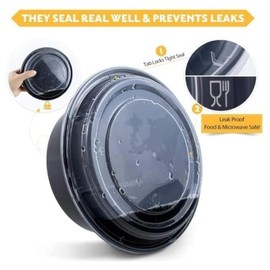 Efforias (50 Pack, 24oz) Round Plastic Meal Prep Containers - Reusable BPA Free Food Containers with Airtight Lids - Microwavable, Freezer and Dishwasher Safe