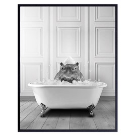 Jungle Theme Bathroom Accessories - Bathroom Decorations Pictures - Funny Bathroom Decor - Hippo Wall Art - Modern Bathroom Wall Art - Bath Wall Decor - Small Bathroom Restroom Sign Powder room 11x14