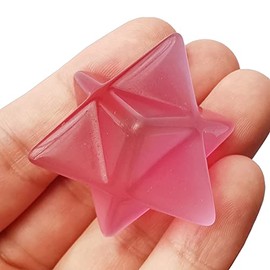 "N/A" Pink Cat's Eye Stone Merkaba Crystal Protection Sacred Meditation Energy Healing Chakra,1 Inchs Hexagonal Star Crystals and Healing Stone