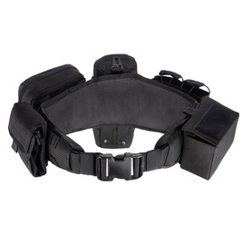 CrogaGear Tactical Belt Quick Release Adjustable Molle for Law Enforcement 7 in 1 Set (BK)